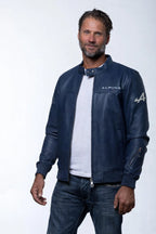 Blouson en cuir Alpine Jean bleu marine Homme
