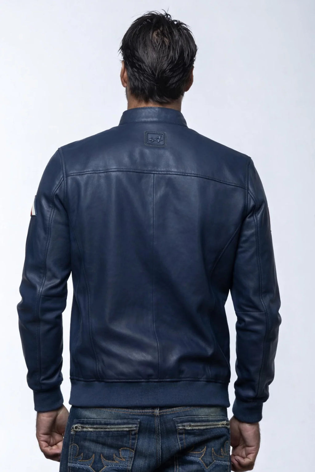Blouson en cuir Alpine Jean bleu marine Homme