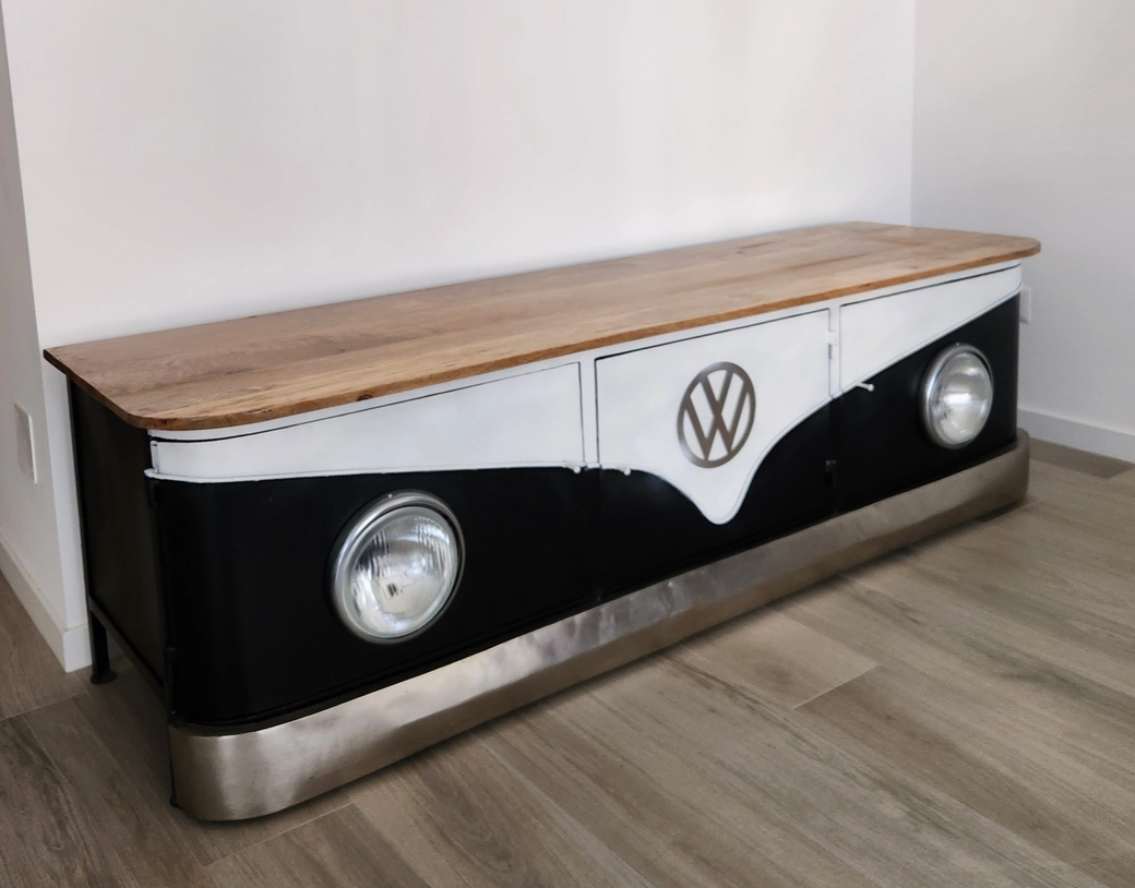 Meuble TV mobile design Vw Noir&Gris