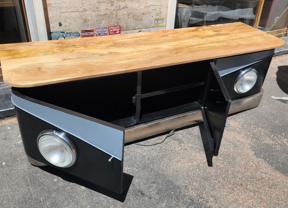 Meuble TV mobile design Vw Noir&Gris