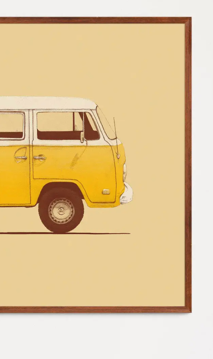 Affiche d'Artiste Florent Bodart Van Volkswagen Type 2 A3