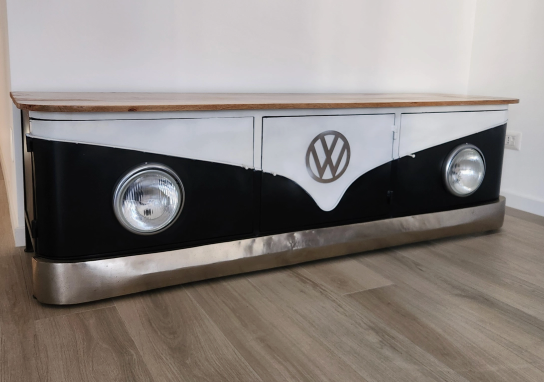 Meuble TV mobile design Vw Noir&Gris