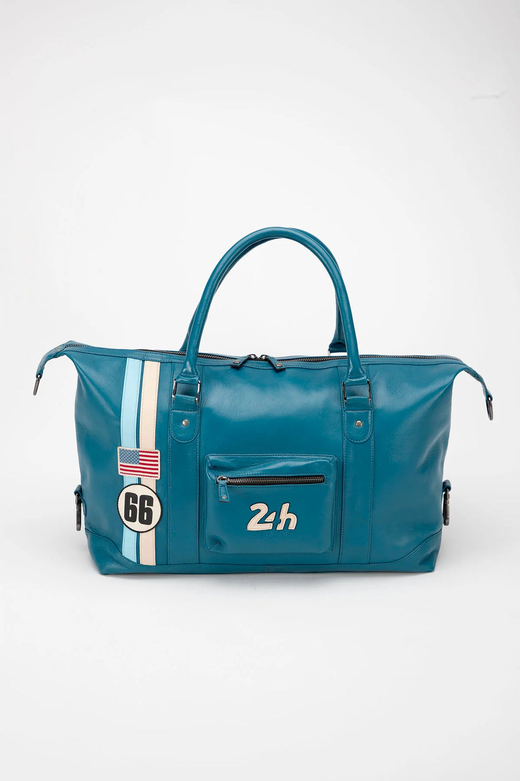 Sac de voyage en cuir 24H Le Mans Chris 48h bleu mallard