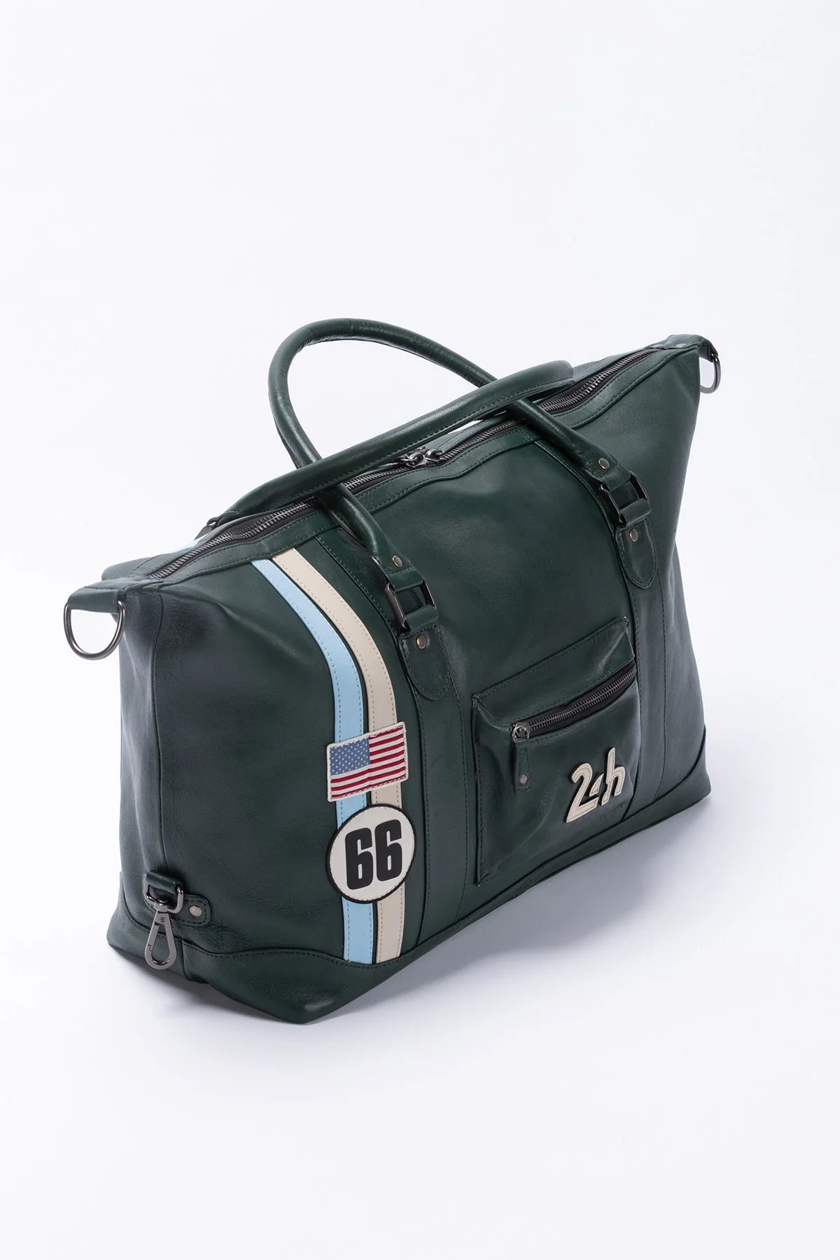 Sac de voyage en cuir 24H Le Mans Chris 48h vert vintage