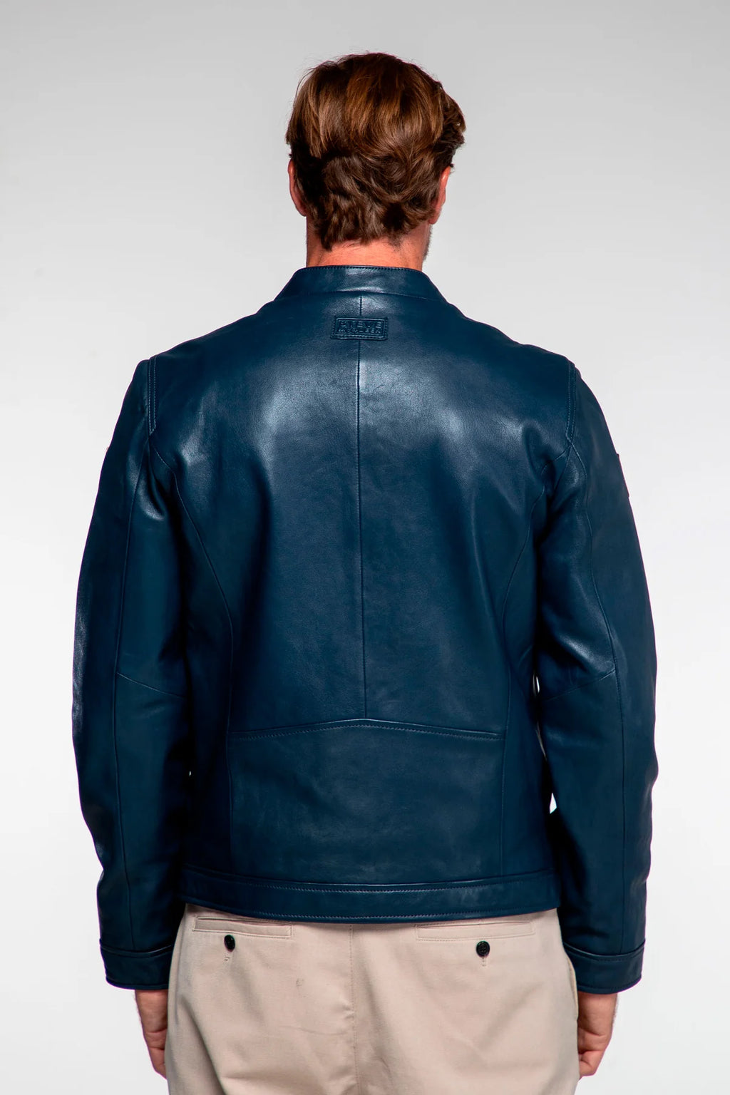 Blouson en cuir Steve McQueen x Le Mans Cincinnati bleu royal Homme