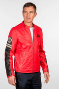 Blouson en cuir 24H Le Mans Colin rouge poivre Homme