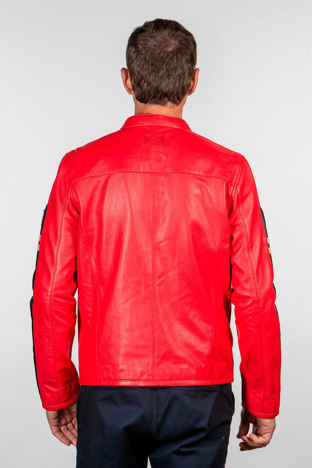 Blouson en cuir 24H Le Mans Colin rouge poivre Homme