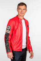 Blouson en cuir 24H Le Mans Colin rouge poivre Homme