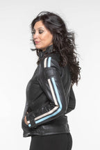 Blouson en cuir 24H Le Mans Cyntia noir Femme