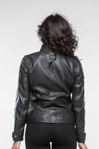 Blouson en cuir 24H Le Mans Cyntia noir Femme