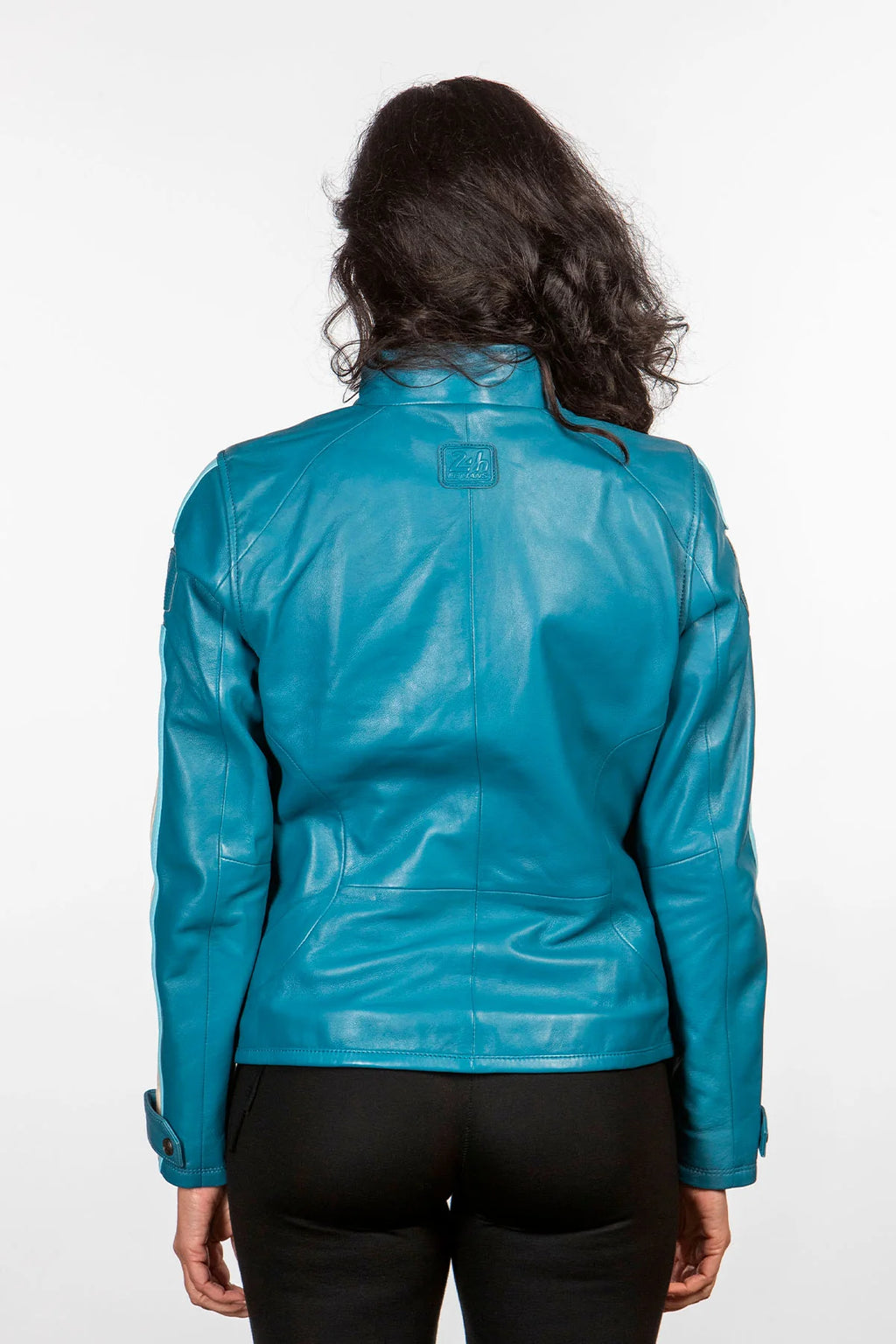 Blouson en cuir 24H Le Mans Cyntia bleu mallard Femme