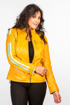 Blouson en cuir 24H Le Mans Cyntia miel Femme