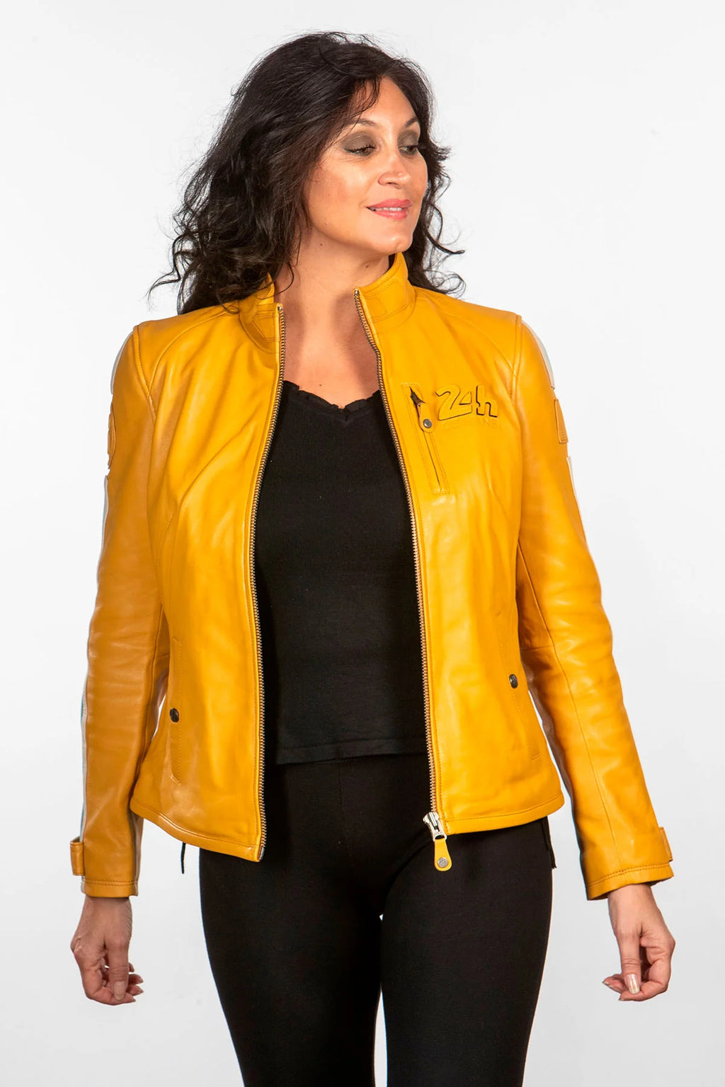 Blouson en cuir 24H Le Mans Cyntia miel Femme