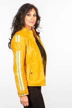 Blouson en cuir 24H Le Mans Cyntia miel Femme