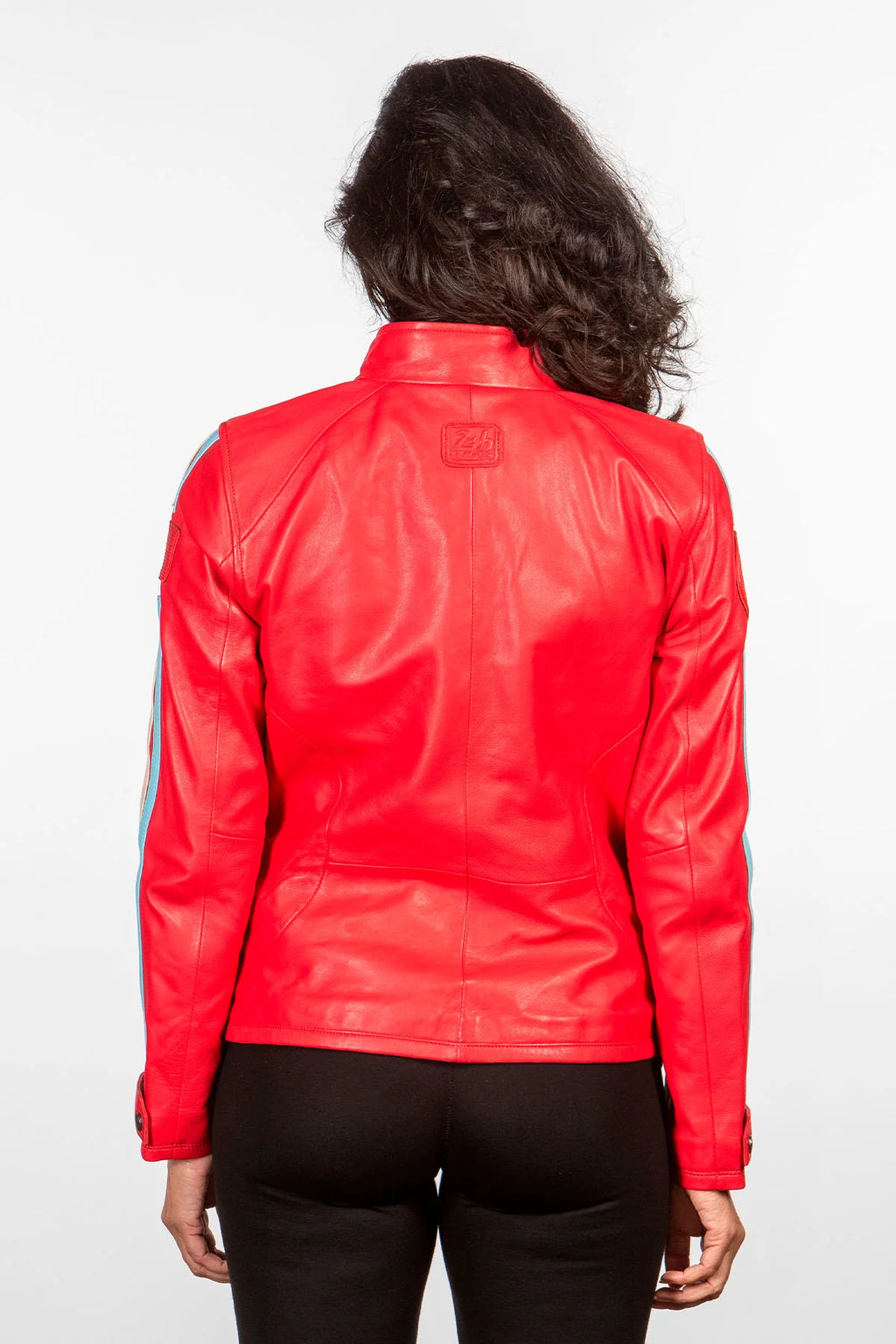 Blouson en cuir 24H Le Mans Cyntia rouge poivre Femme