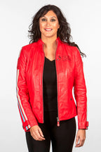 Blouson en cuir 24H Le Mans Cyntia rouge poivre Femme