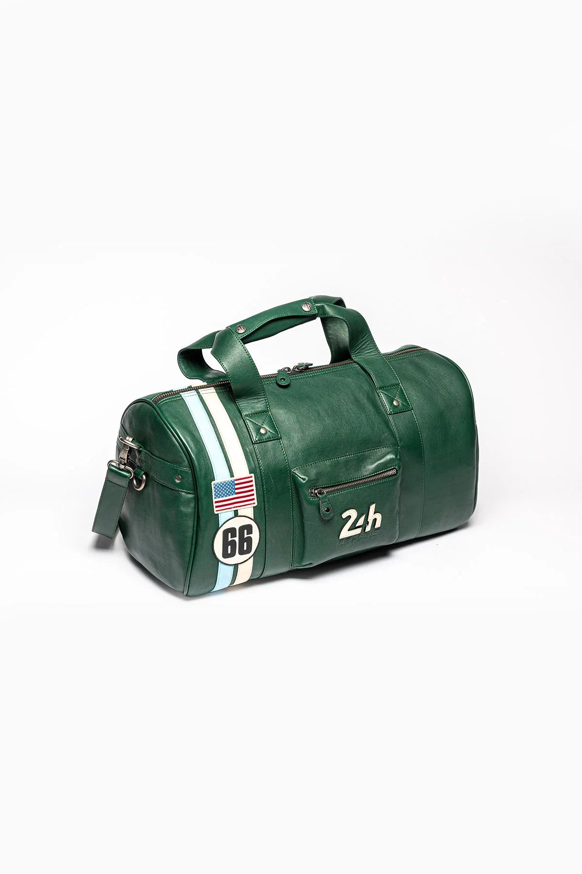 Sac de voyage en cuir 24H Le Mans Georges Planeur vert vintage