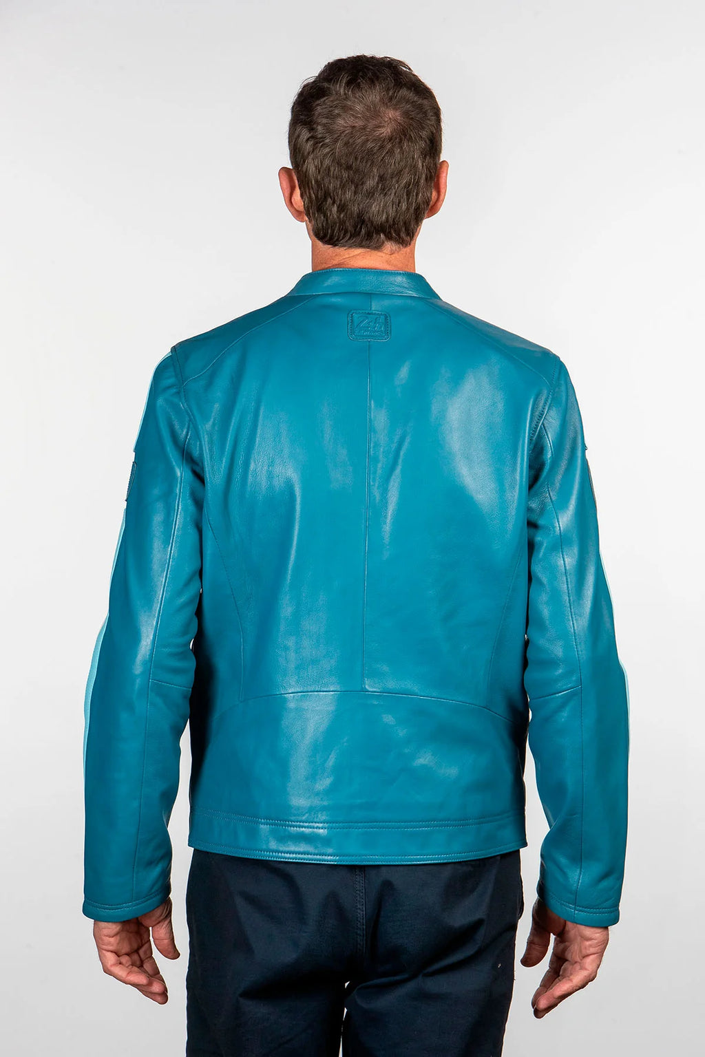 Blouson en cuir 24H Le Mans Hans bleu mallard Homme