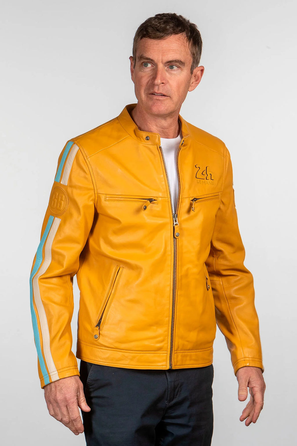 Blouson en cuir 24H Le Mans Hans miel Homme
