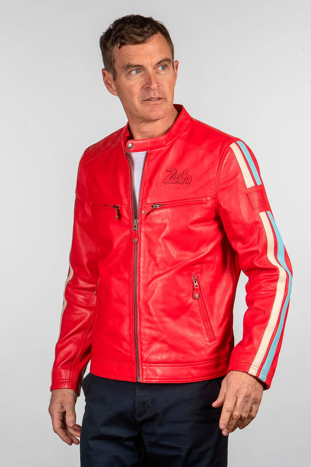 Blouson en cuir 24H Le Mans Hans rouge poivre Homme