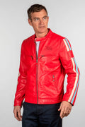 Blouson en cuir 24H Le Mans Hans rouge poivre Homme