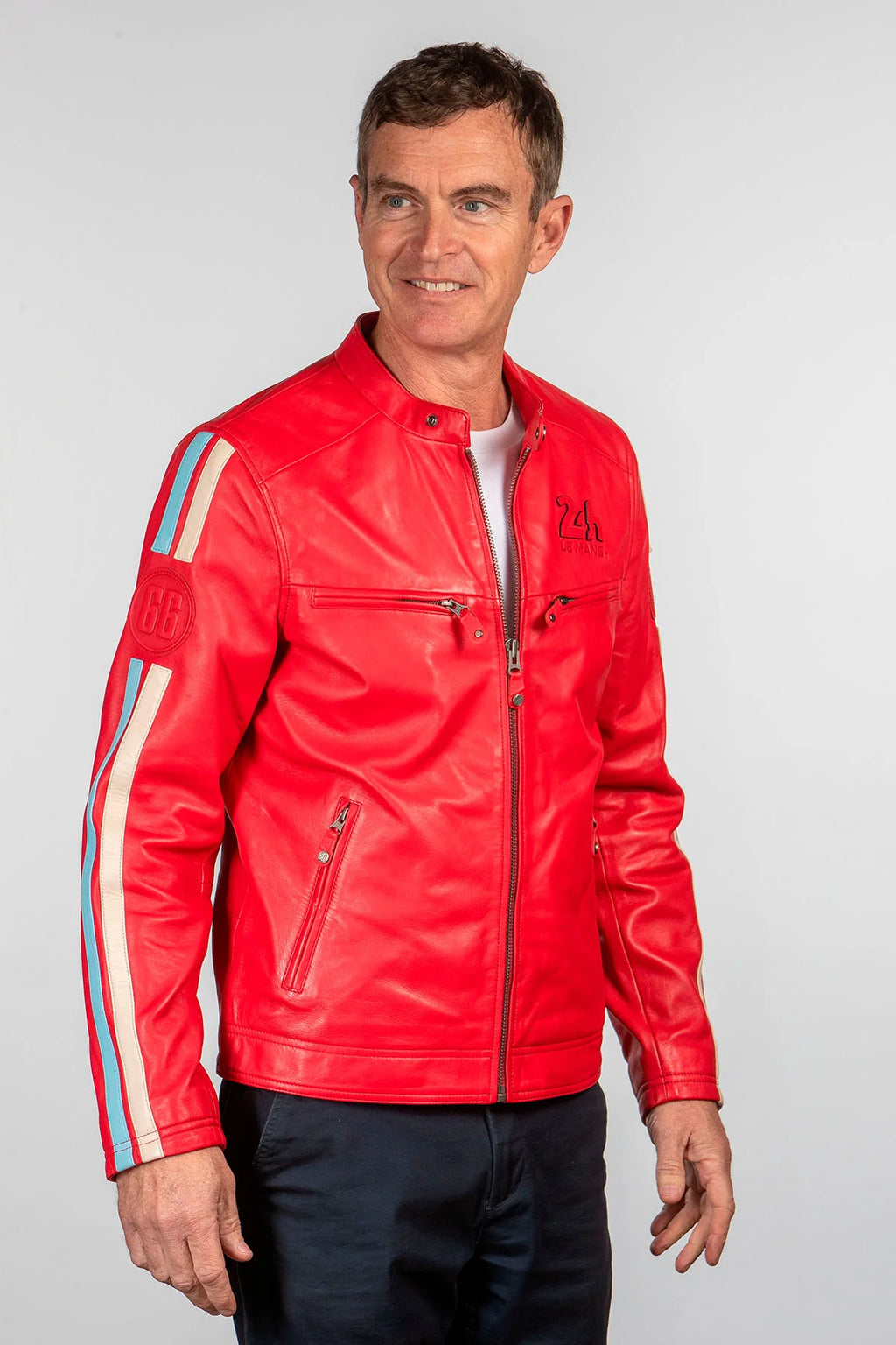 Blouson en cuir 24H Le Mans Hans rouge poivre Homme