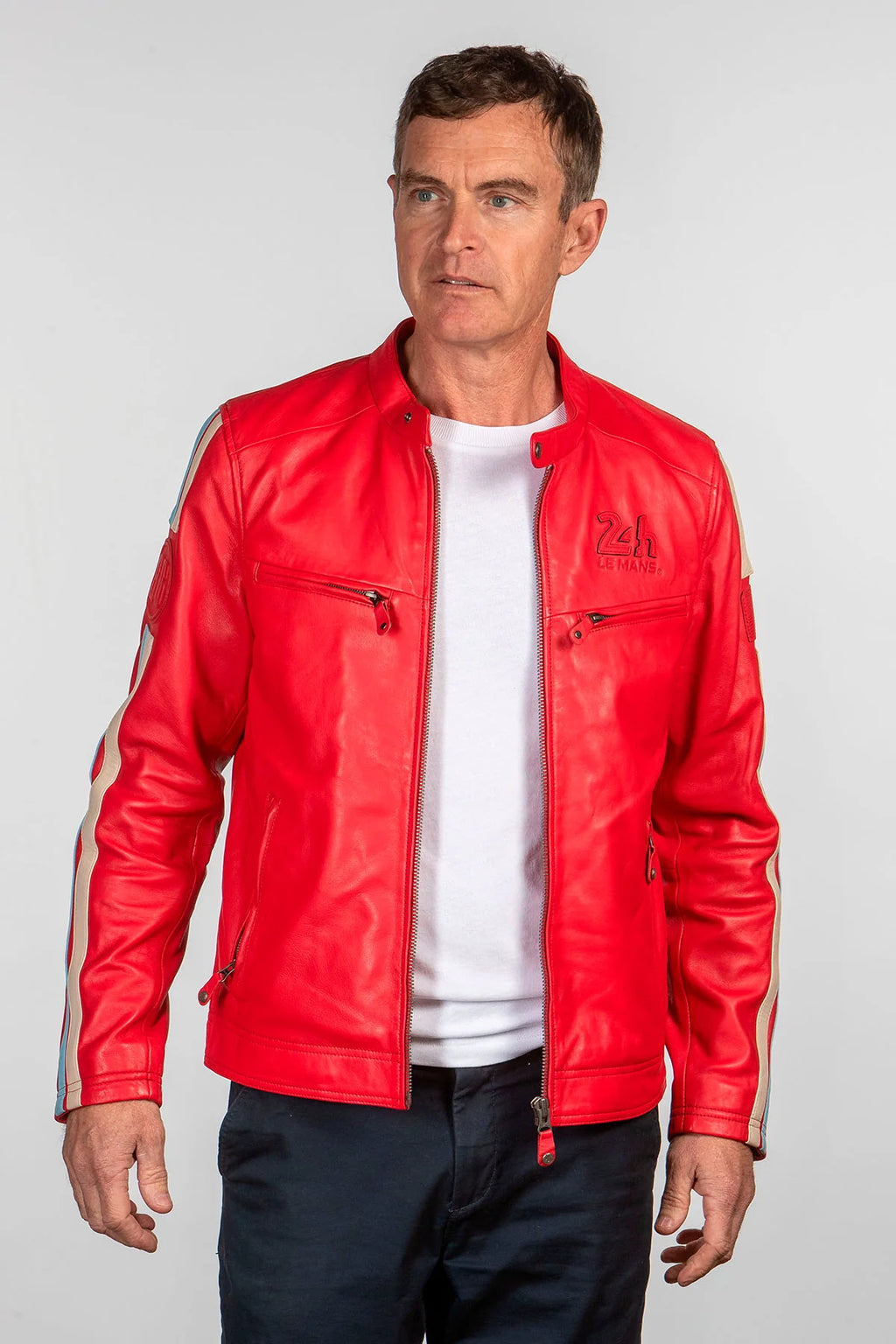 Blouson en cuir 24H Le Mans Hans rouge poivre Homme