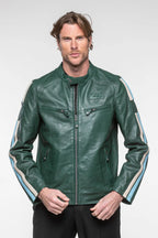 Blouson en cuir 24H Le Mans Hans vert vintage Homme