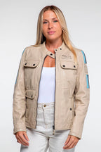 Blouson en cuir 24H Le Mans Hill écru Femme
