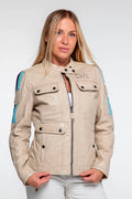 Blouson en cuir 24H Le Mans Hill écru Femme