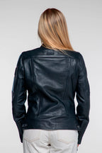 Blouson en cuir 24H Le Mans Hill bleu marine Femme