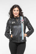 Blouson en cuir 24H Le Mans Katy noir Femme