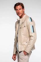Blouson en cuir 24H Le Mans Lagache écru Homme