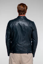 Blouson en cuir 24H Le Mans Lagache Bleu marine Homme