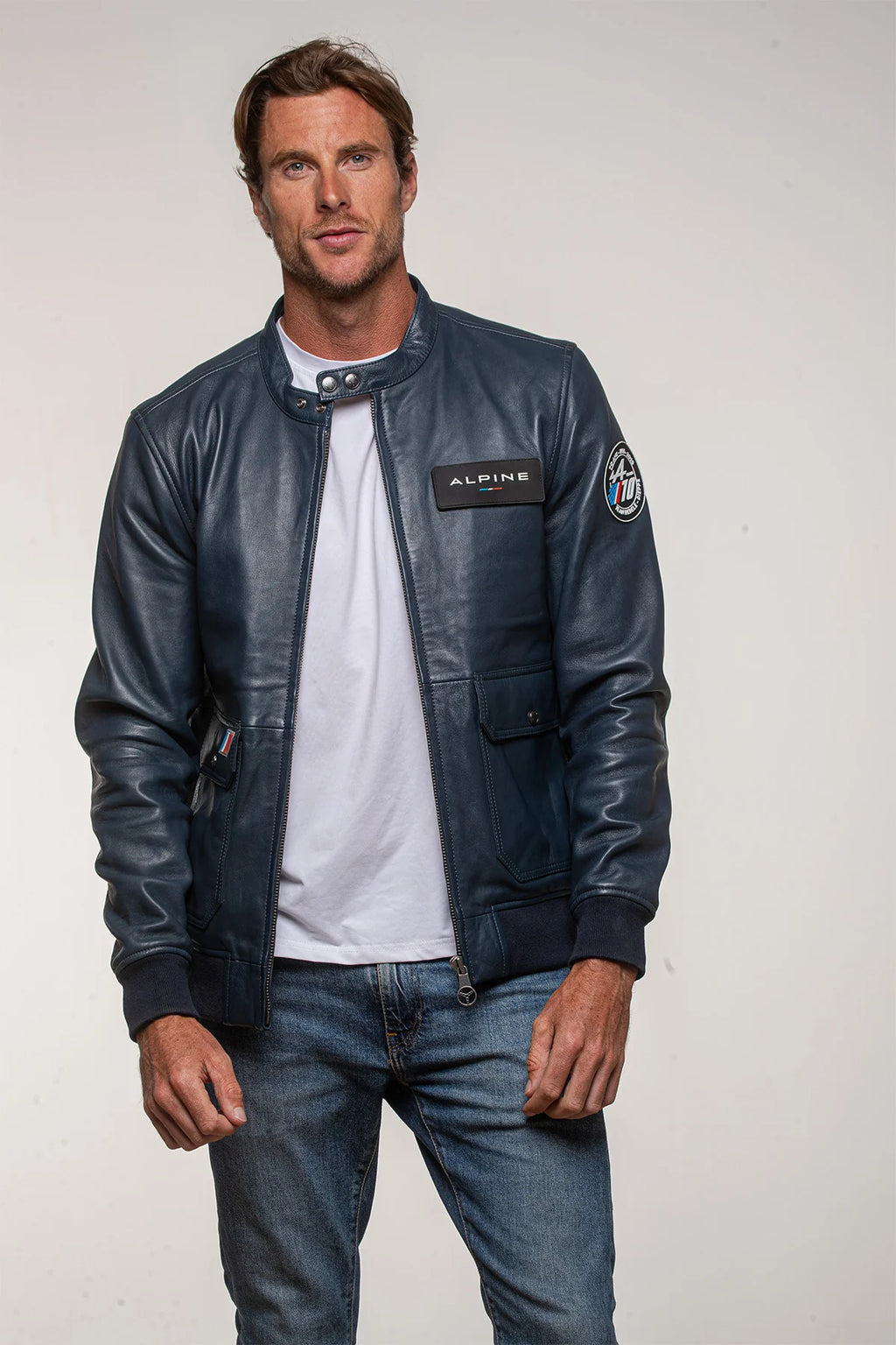 Blouson en cuir Alpine M70 Collector 70 ans bleu royal Homme