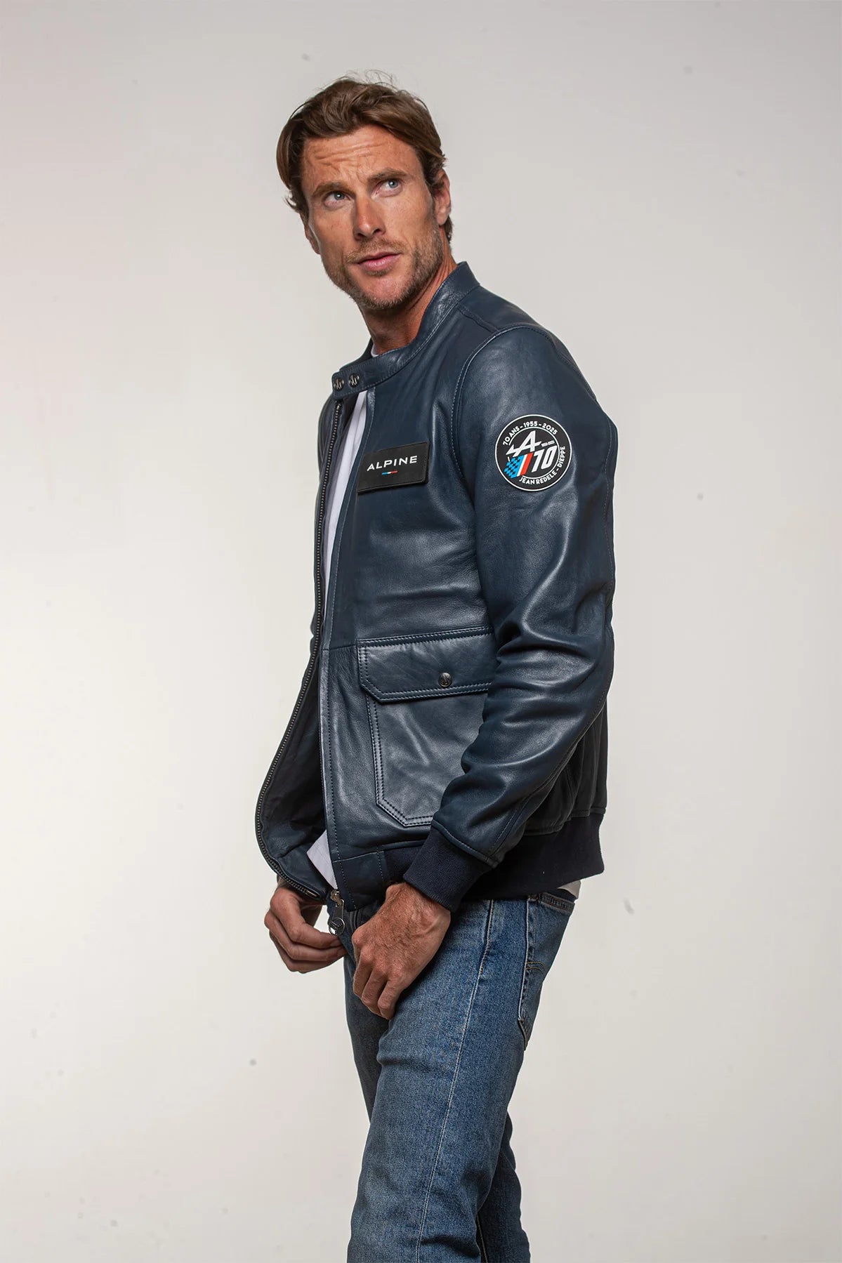 Blouson en cuir Alpine M70 Collector 70 ans bleu royal Homme