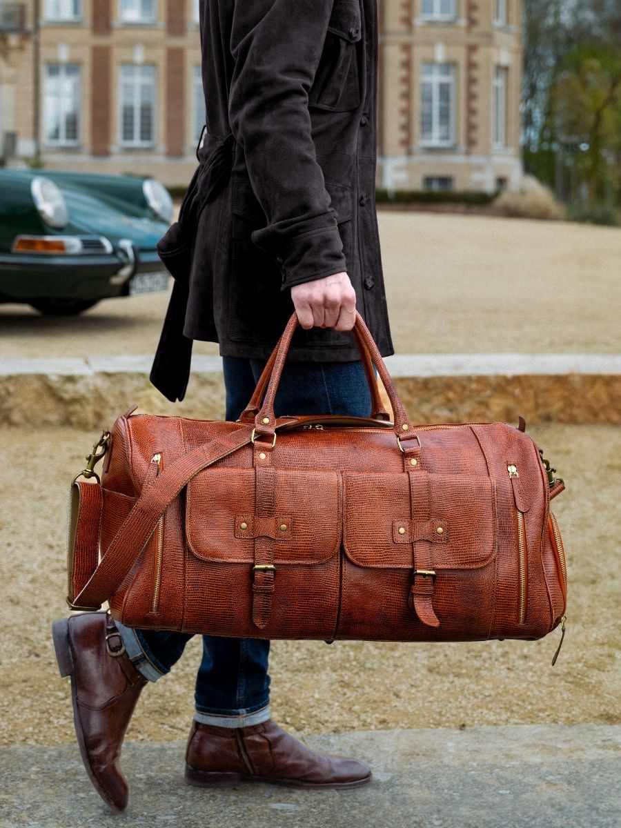 Sac de voyage en cuir marron
