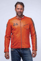 Blouson en cuir 24H Le Mans Marne 4 orange Homme