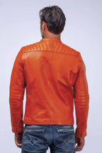 Blouson en cuir 24H Le Mans Marne 4 orange Homme