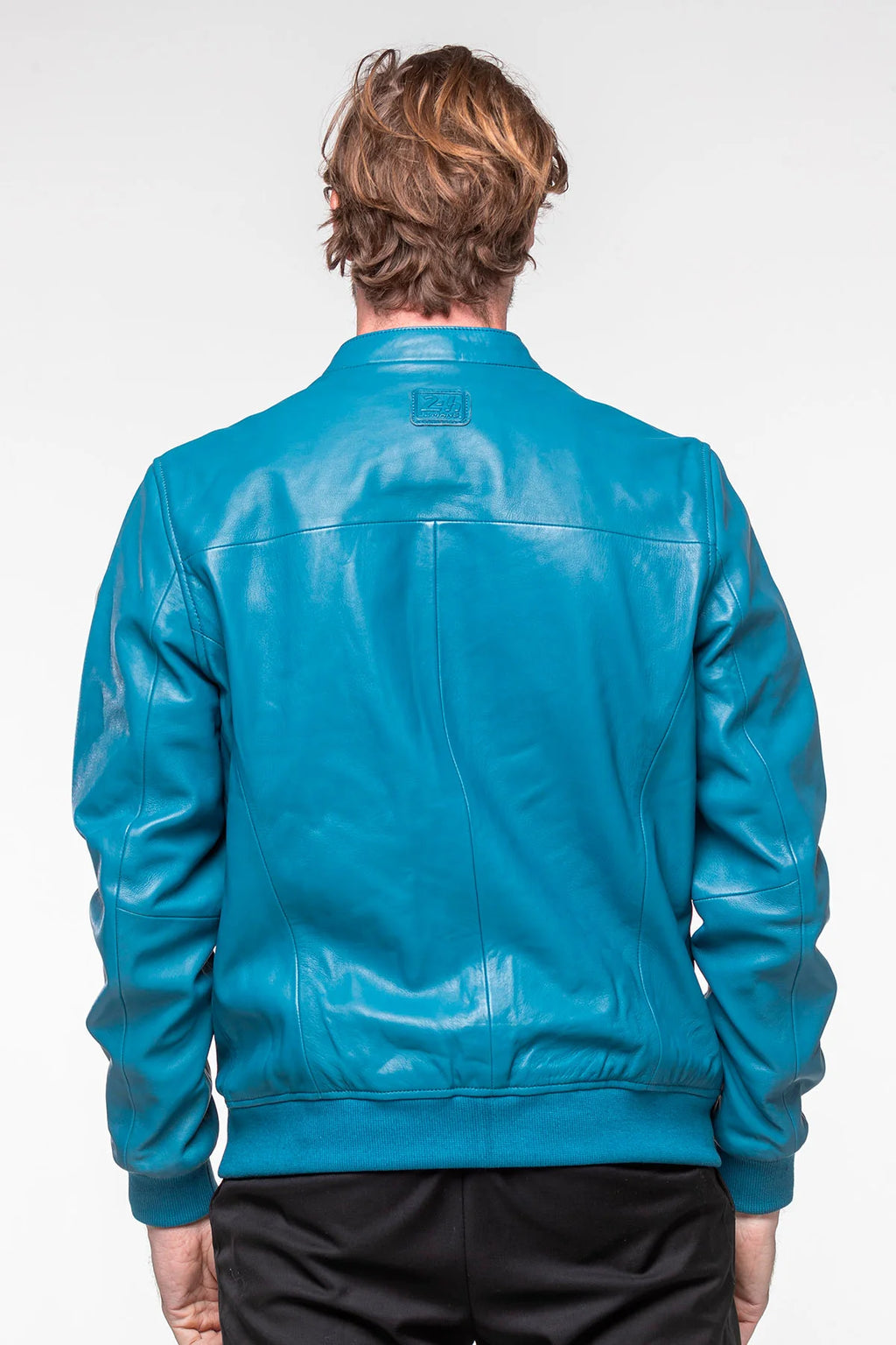 Blouson en cuir 24H Le Mans Pierre bleu mallard 2 Homme