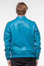 Blouson en cuir 24H Le Mans Pierre bleu mallard 2 Homme