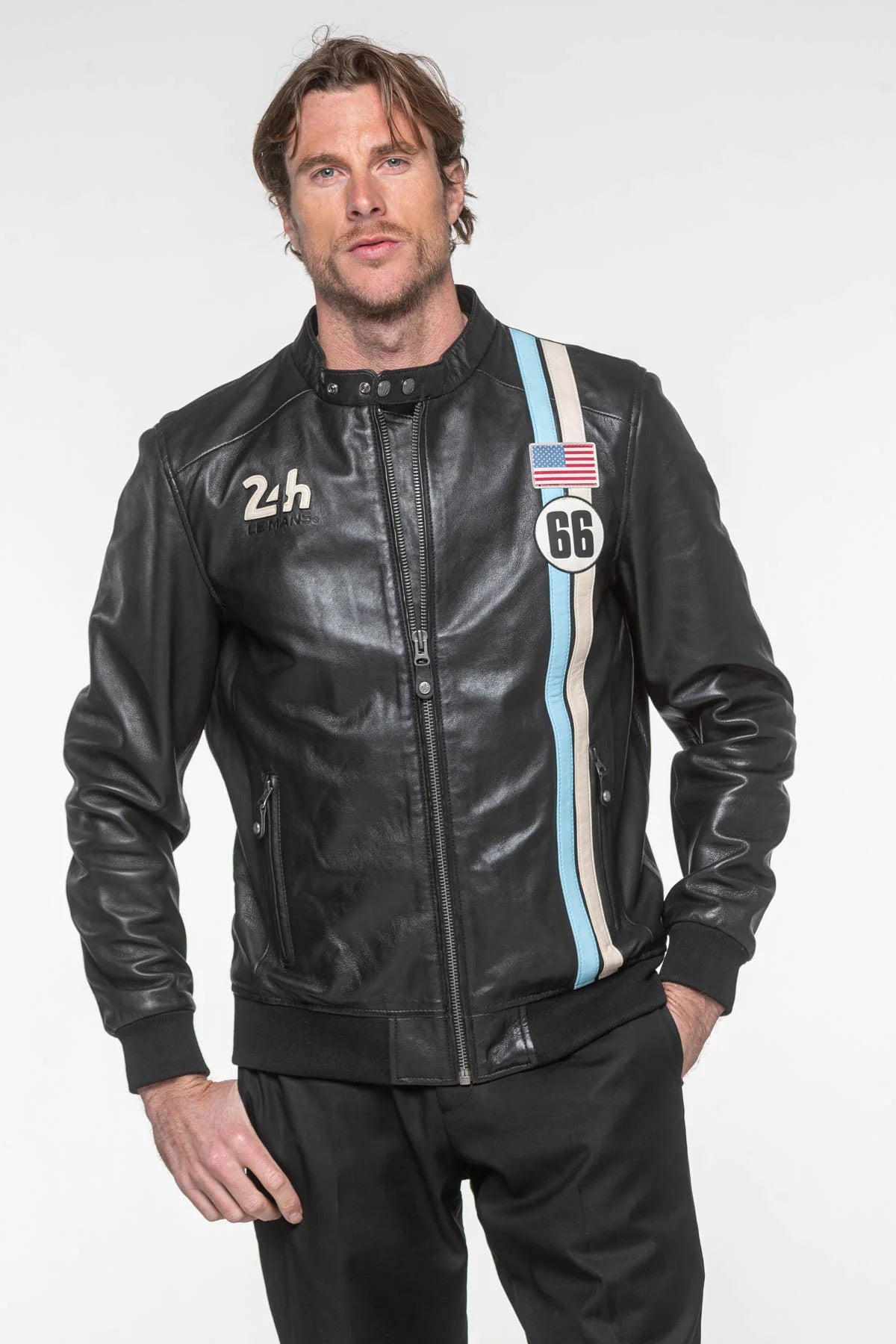Blouson en cuir 24H Le Mans Richard noir Homme