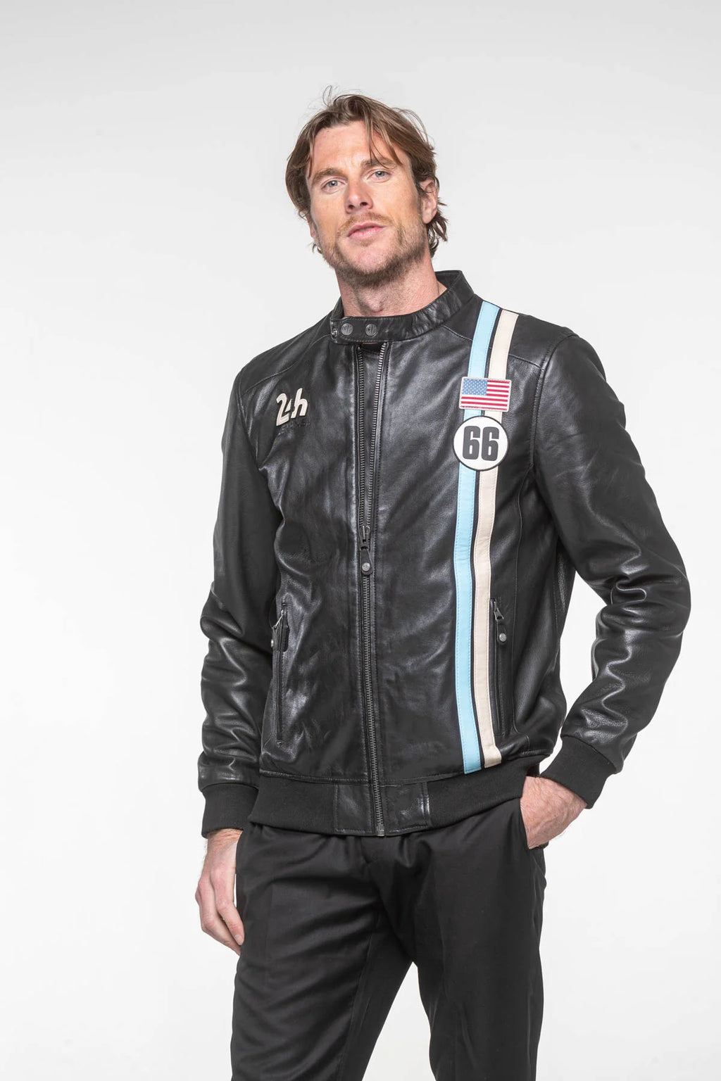 Blouson en cuir 24H Le Mans Richard noir Homme