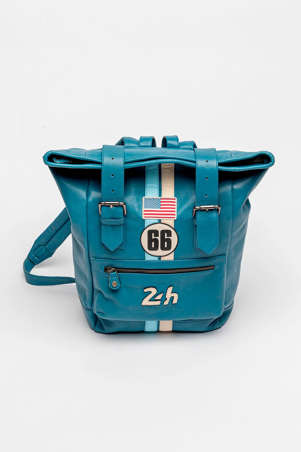 Sac à dos en cuir 24H Le Mans Ronnie bleu mallard