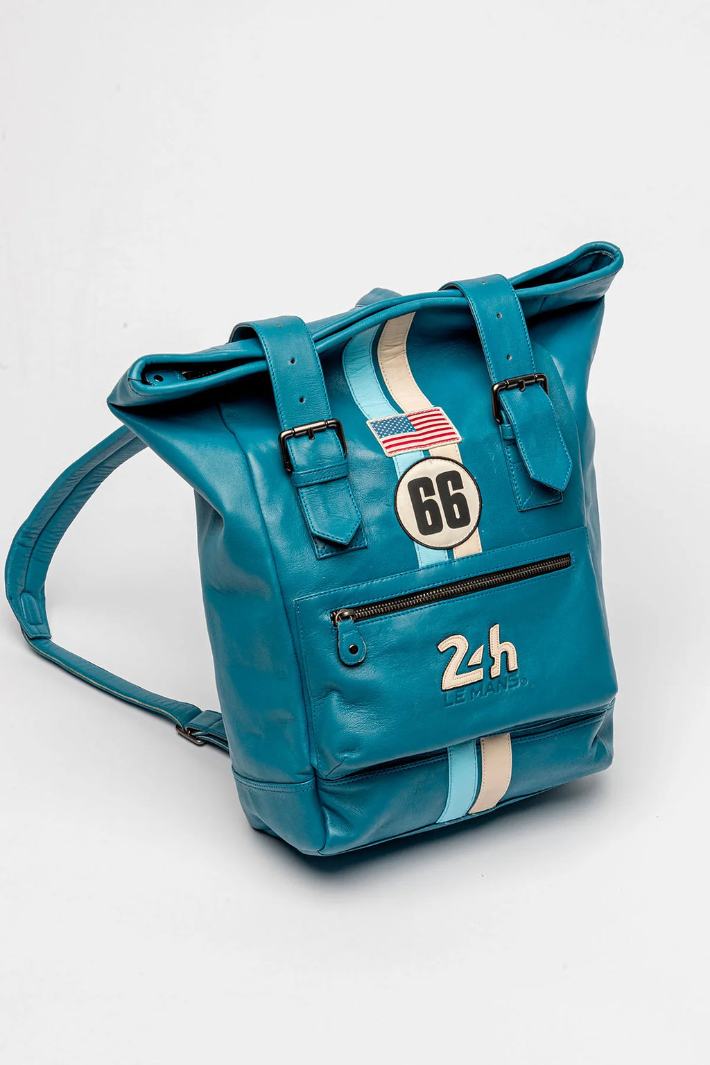 Sac à dos en cuir 24H Le Mans Ronnie bleu mallard