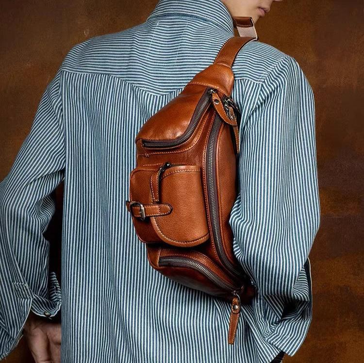 Sac banane en cuir marron