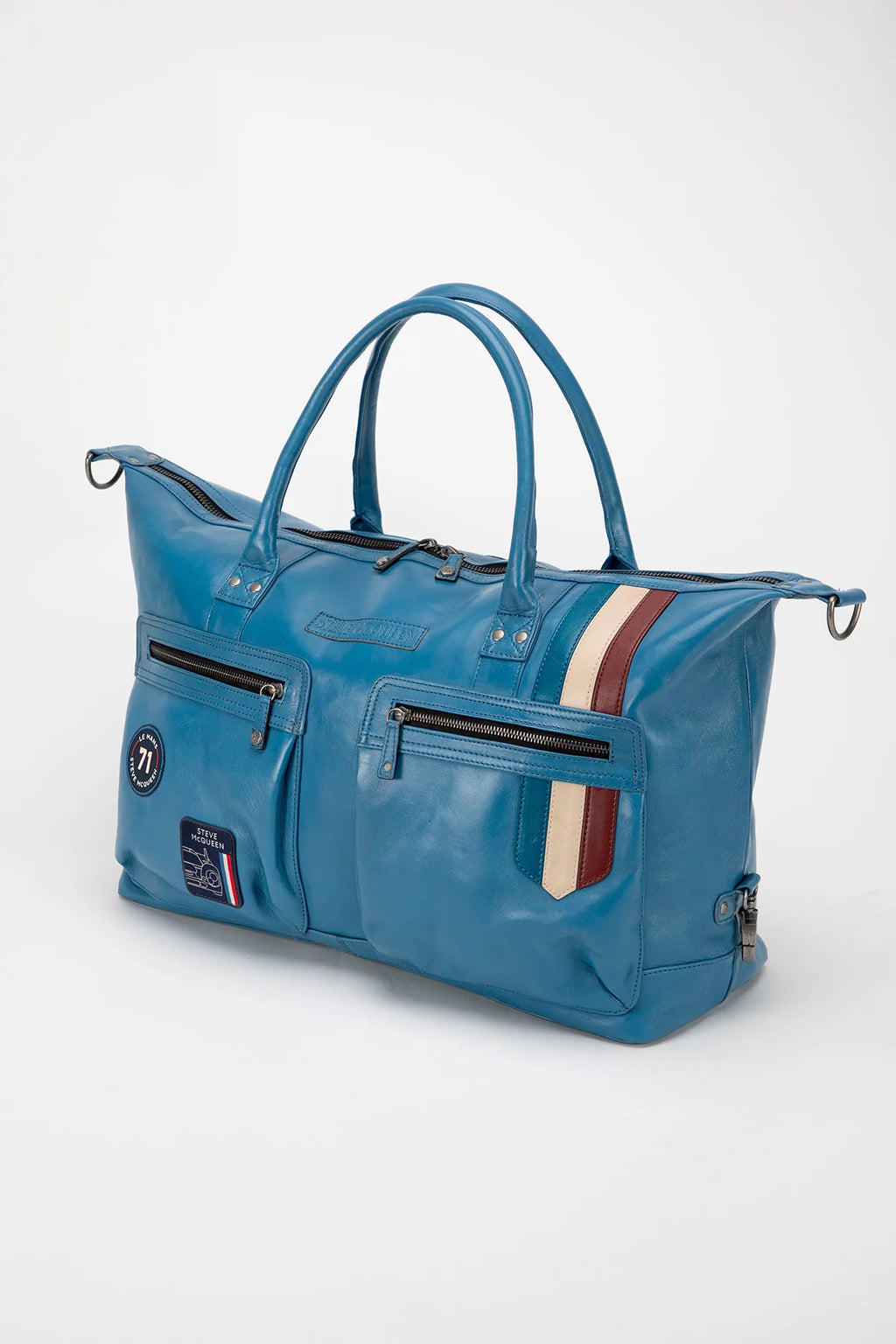 Sac de voyage en cuir Steve McQueen x Le Mans Seattle 48h bleu capitaine Homme