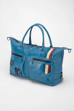 Sac de voyage en cuir Steve McQueen x Le Mans Seattle 48h bleu capitaine Homme