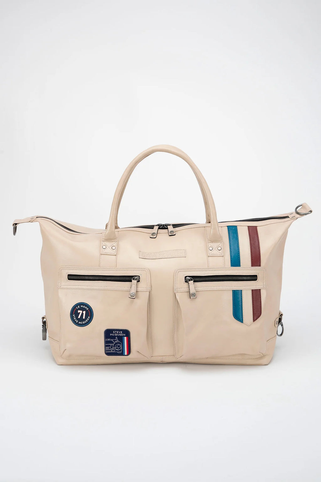 Sac de voyage en cuir Steve McQueen x Le Mans Seattle 48h écru Homme