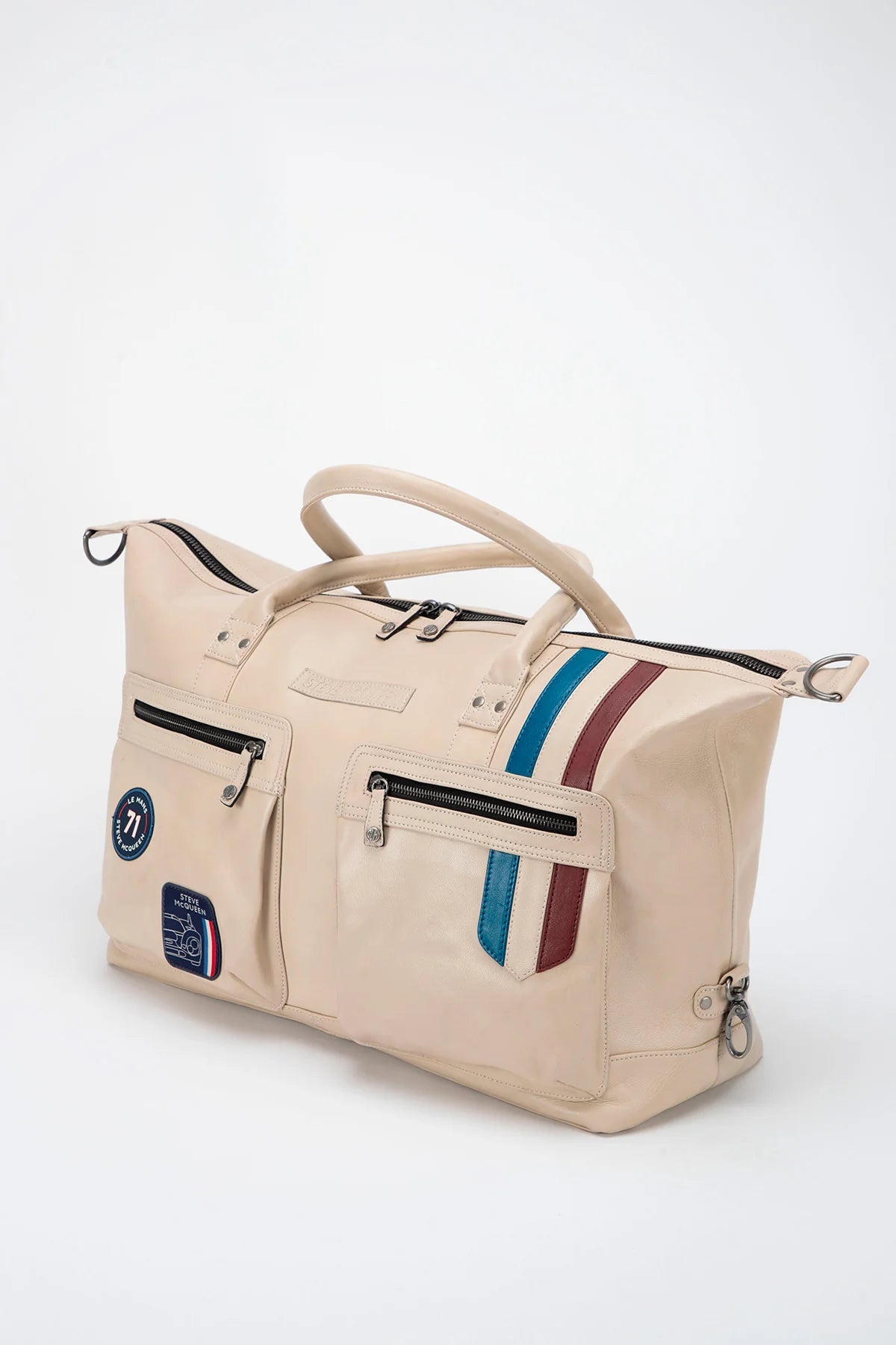Sac de voyage en cuir Steve McQueen x Le Mans Seattle 48h écru Homme